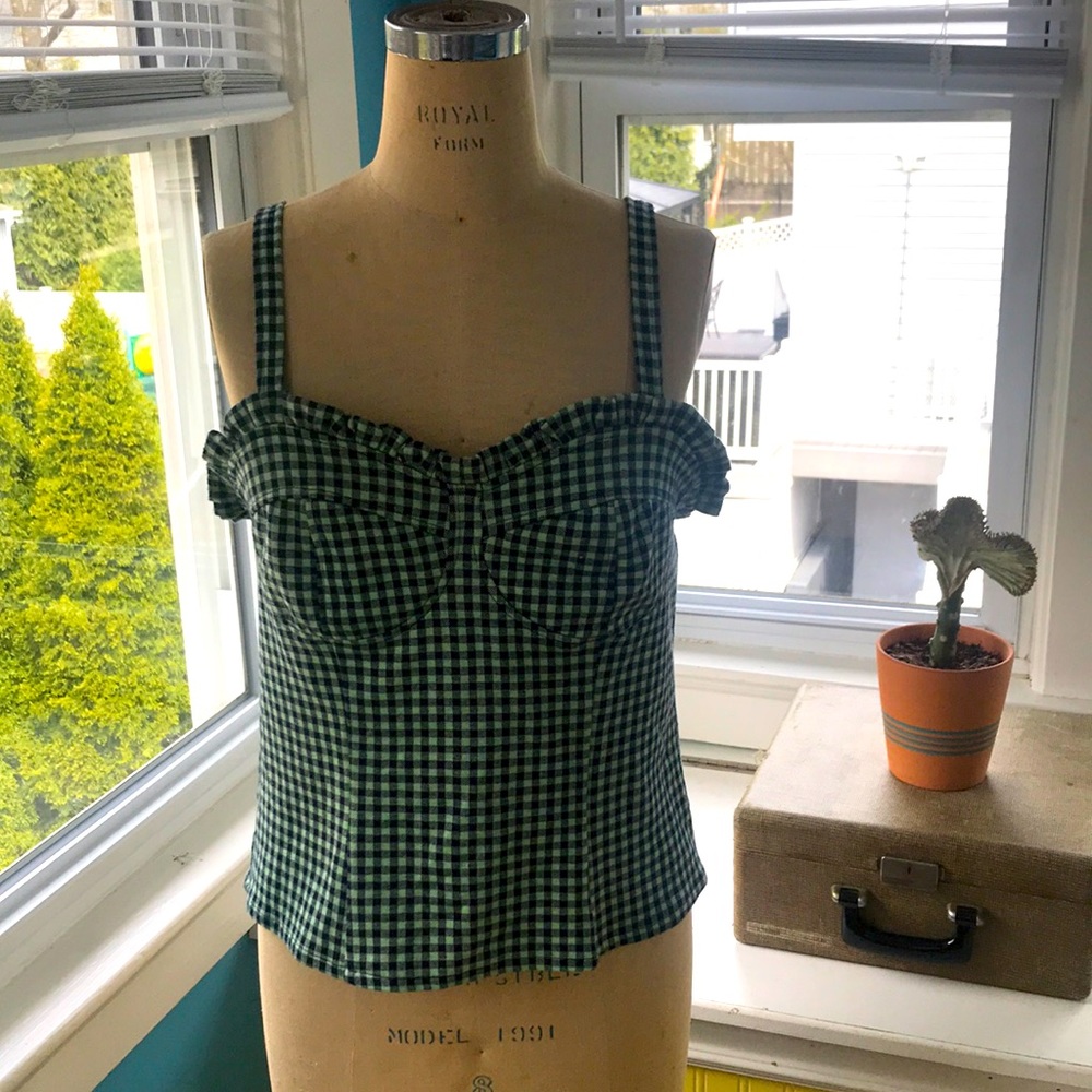 Eva Franco Checkered Sleeveless Top Large Anthropologie
